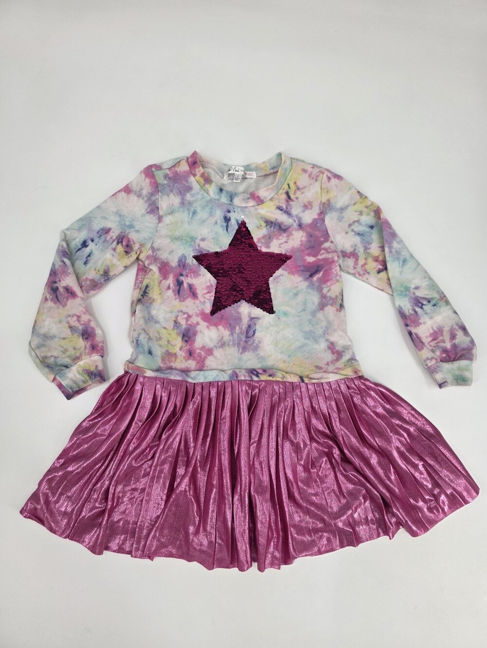 Kate Mack Pink Tie-Dye Star Sequin Sweatshirt Dress Size 5